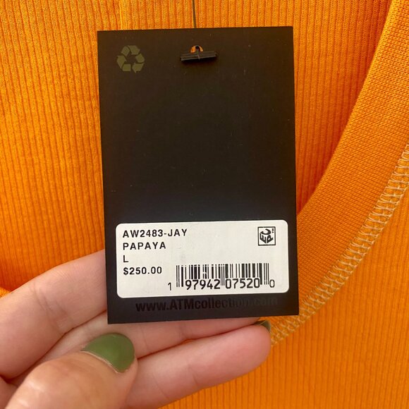 ATM Anthony Thomas Melillo Rib T Shirt Dress - Papaya - Picture 6 of 8